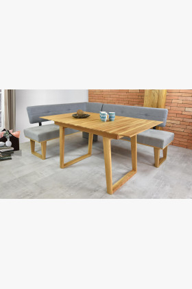 Rugós kárpitozott sarokpad - szürke - tölgyfa lábak Colmar, balos  - 1 2