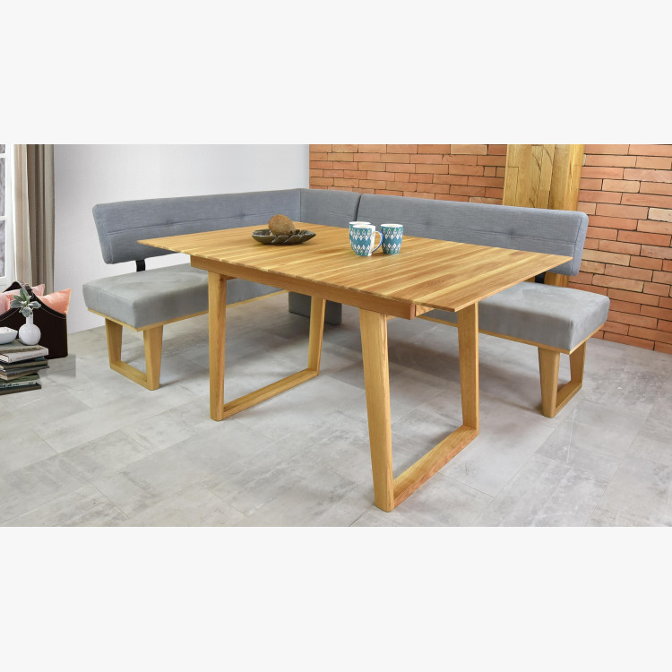 Rugós kárpitozott sarokpad - szürke - tölgyfa lábak Colmar, balos  - 2