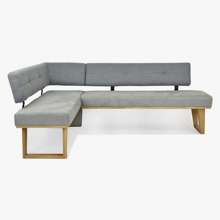 Rugós kárpitozott sarokpad - szürke - tölgyfa lábak Colmar, balos  - 3