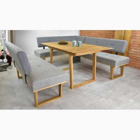 Rugós kárpitozott sarokpad - szürke - tölgyfa lábak Colmar, balos  - 9