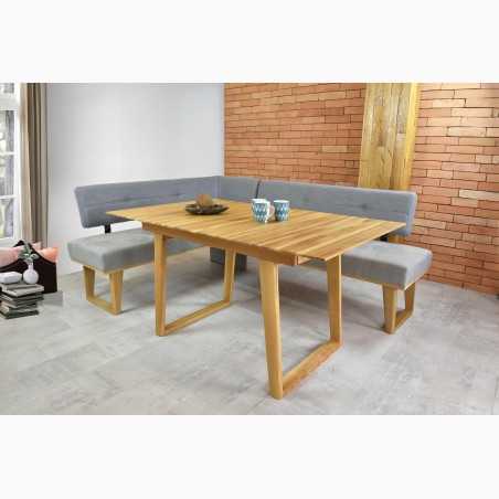 Rugós kárpitozott sarokpad - szürke - tölgyfa lábak Colmar, balos  - 10