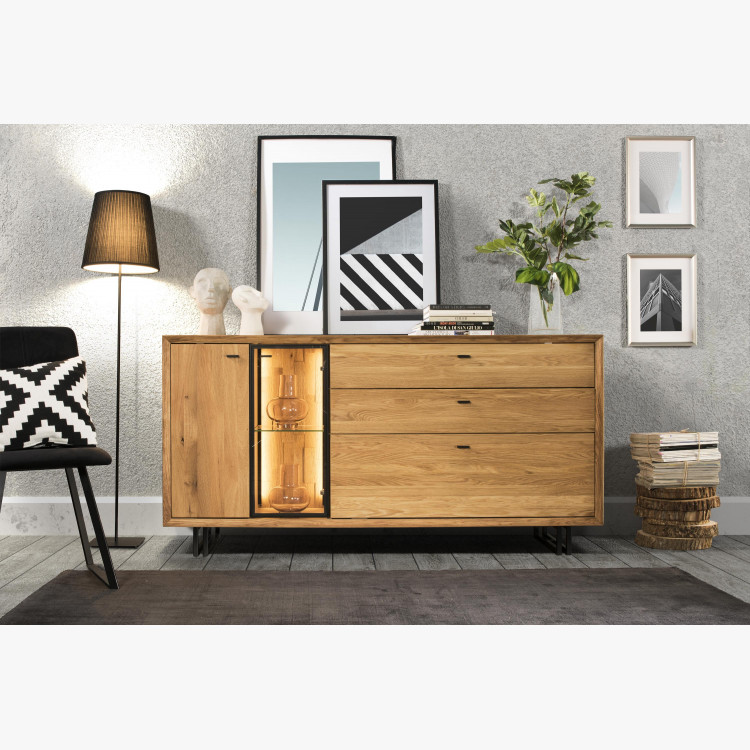 Nagy tölgyfa komód fém lábakon, Vilo 49  - 4