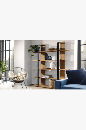 Tölgyfa polcrendszer fém elemekkel , Vilo 55  - 1 2