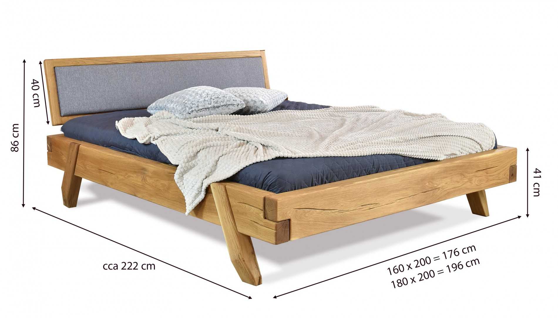 Stílusos tömörfa ágy, acél lábak Y alakban, 160 vagy 180 cm fenyő