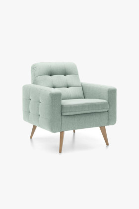 Magas lábú skandináv nappa fotel memóriahabos üléssel, fa lábakkal