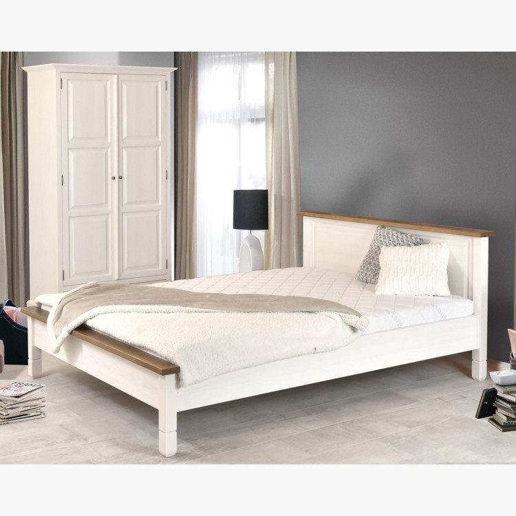 Fehér rusztikus stílusú franciaágy france , Fa ágyak