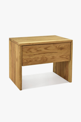 Tömör tölgyfa éjjeliszekrény 1 fiókkal, természetes olajszínű