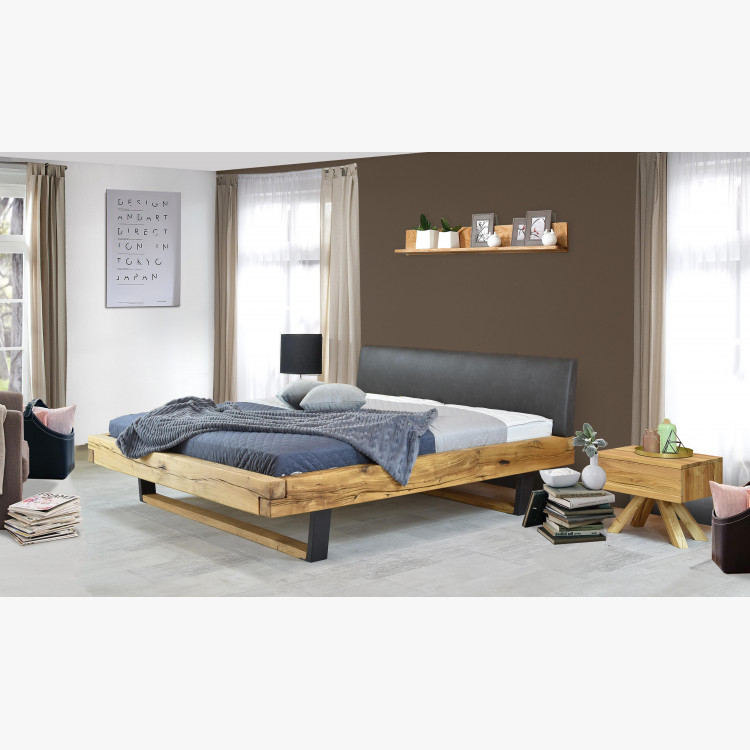Modern tömör tölgyfa ágy - fém lábak, Laura 160 x 200 , Fa ágyak