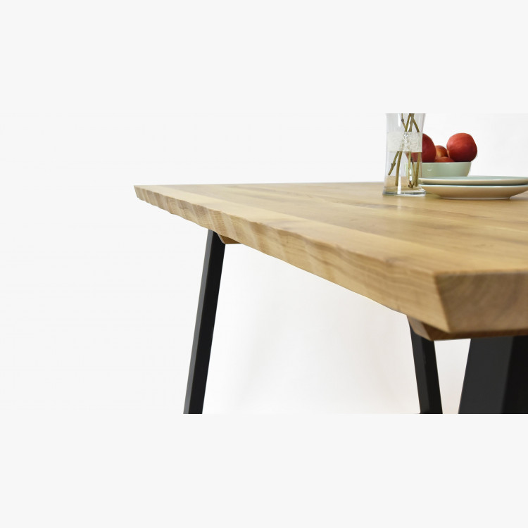 Luxus tömörfa étkezőasztal - fekete fém lábak Torino 200 x 100 cm  - 4