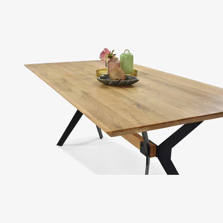 Masszív tölgy étkezőasztal,  fém lábak New YORK 180 x 90 cm  - 8