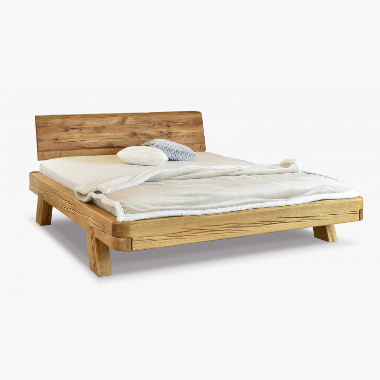 Gerendákból készült luxus tölgyfa ágy, lekerekített franciaágy, Mia 180 x 200  - 1
