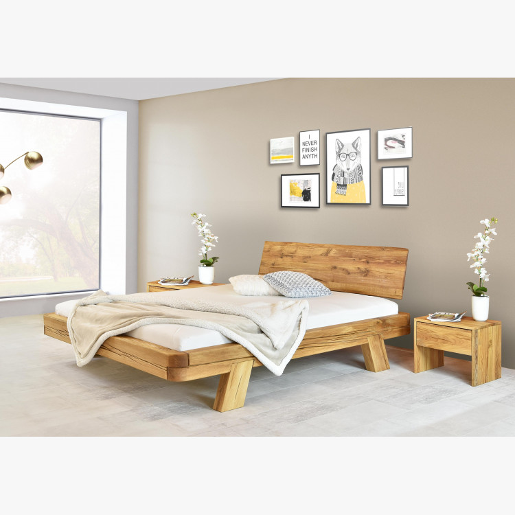 Gerendákból készült luxus tölgyfa ágy, lekerekített franciaágy, Mia 180 x 200  - 6