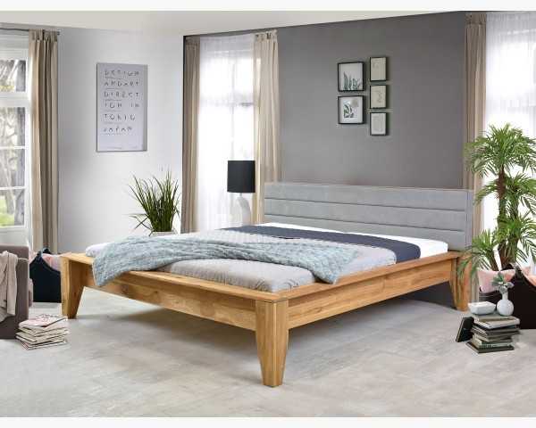 Tömör tölgyfa ágy - anyag fejtámla, Torino 180 x 200 cm , Tölgyfa ágyak
