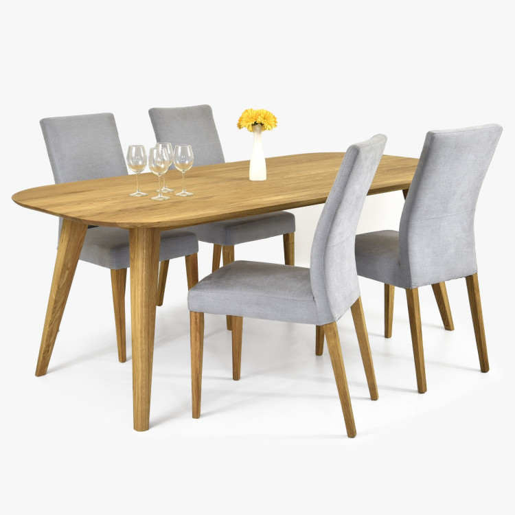 Tölgyfa asztal és modern étkezőszékek   - 1