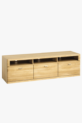 Természetes tölgy TV komód 3 fiókkal, soft-close záródás, Boston 25