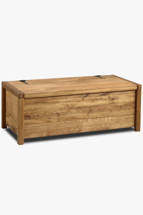 Tömör tölgyfa tárolóláda rekesszel, felületkezelt, 93x50x50 cm