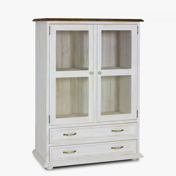 Alacsony vitrin Provence - fa üveggel  - 1