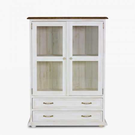Alacsony vitrin Provence - fa üveggel  - 2