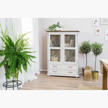 Alacsony vitrin Provence - fa üveggel  - 3