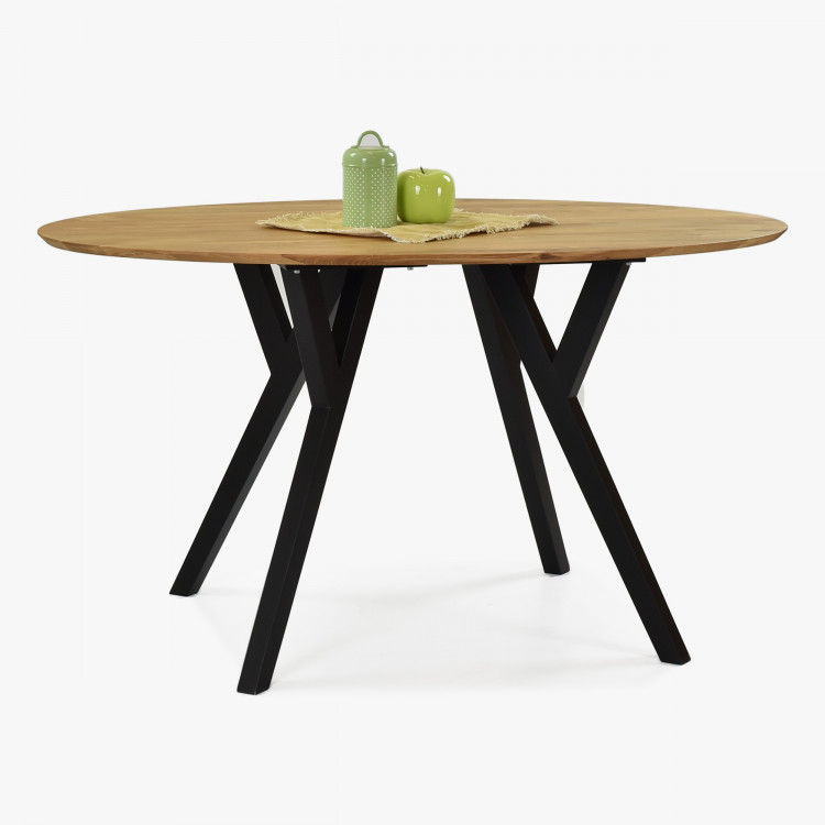 Ovális tölgyfa asztal, fekete lábak Mak 140 x 90 cm  - 1