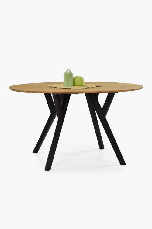 Ovális tölgyfa asztal, fekete lábak Mak 160 x 90 cm  - 0