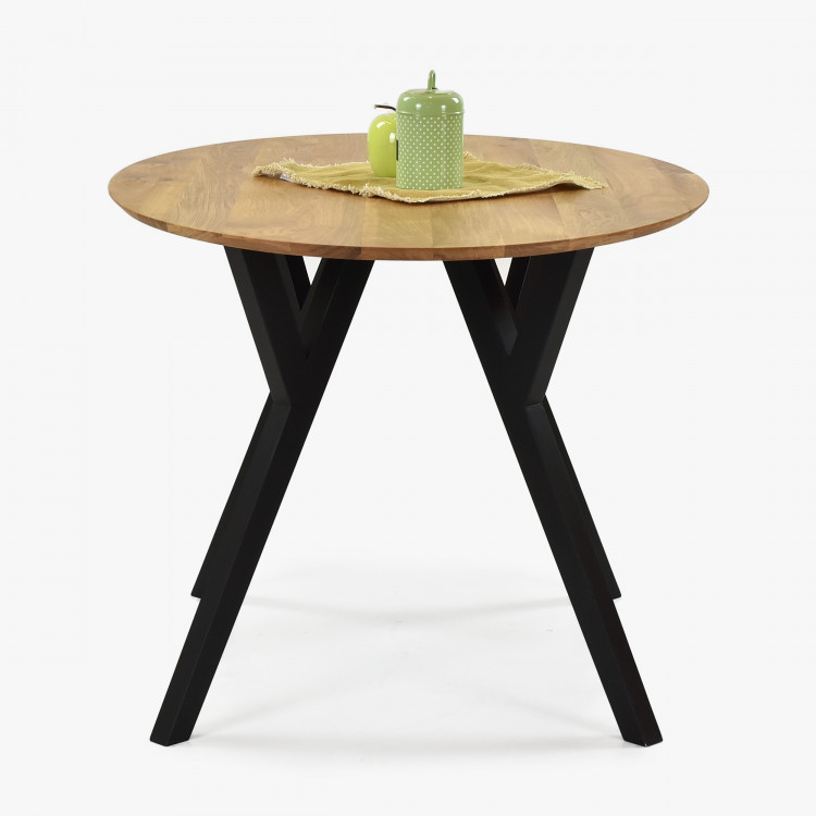 Ovális tölgyfa asztal, fekete lábak Mak 160 x 90 cm  - 2