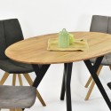 Ovális tölgyfa asztal, fekete lábak Mak 160 x 90 cm  - 4