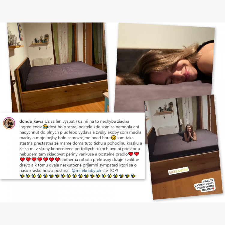 Tömör tölgyfa ágy rakodótérrel, Texas 140 cm  - 15