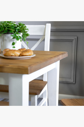 Fa provence étkezőasztal fehér-barna 140 x 80 cm, Lille  - 0 2