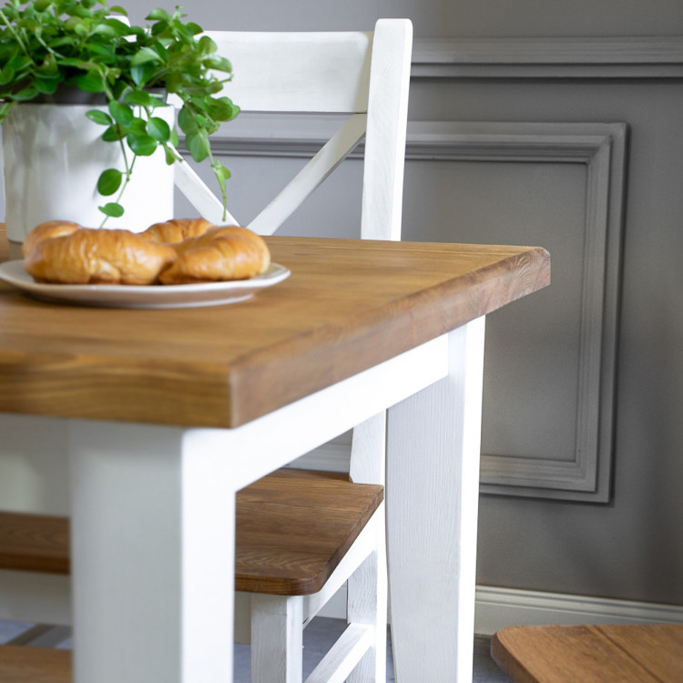 Fából készült Provenance étkezőasztal fehér barna 140 x 80 cm, Lille  - 1