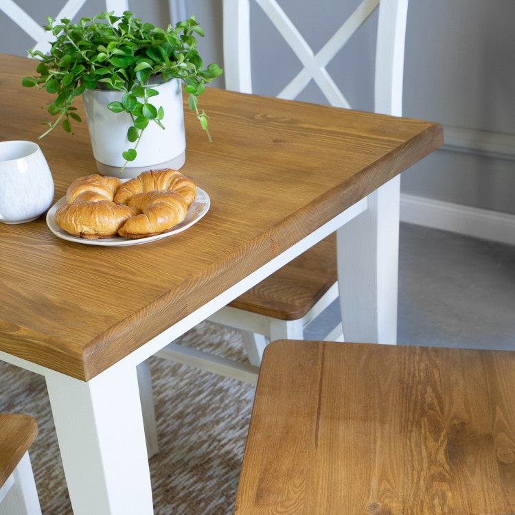Fából készült Provenance étkezőasztal fehér barna 140 x 80 cm, Lille  - 2