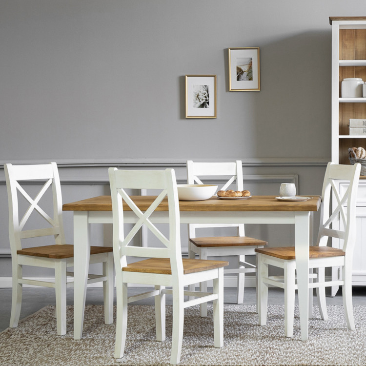Fából készült Provenance étkezőasztal fehér barna 140 x 80 cm, Lille  - 3