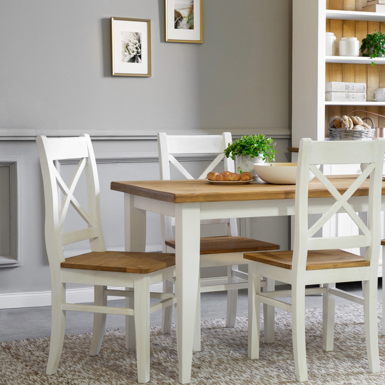 Fából készült Provenance étkezőasztal fehér barna 140 x 80 cm, Lille  - 5