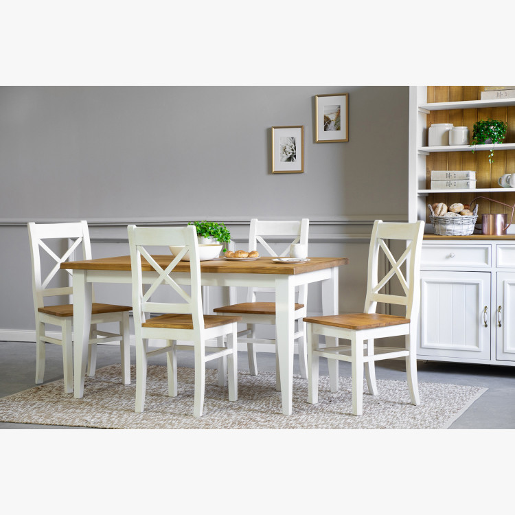 Fából készült Provenance étkezőasztal fehér barna 140 x 80 cm, Lille  - 7