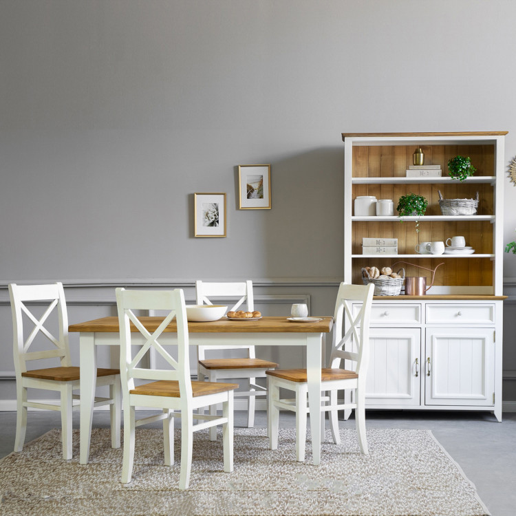 Fából készült Provenance étkezőasztal fehér barna 140 x 80 cm, Lille  - 8