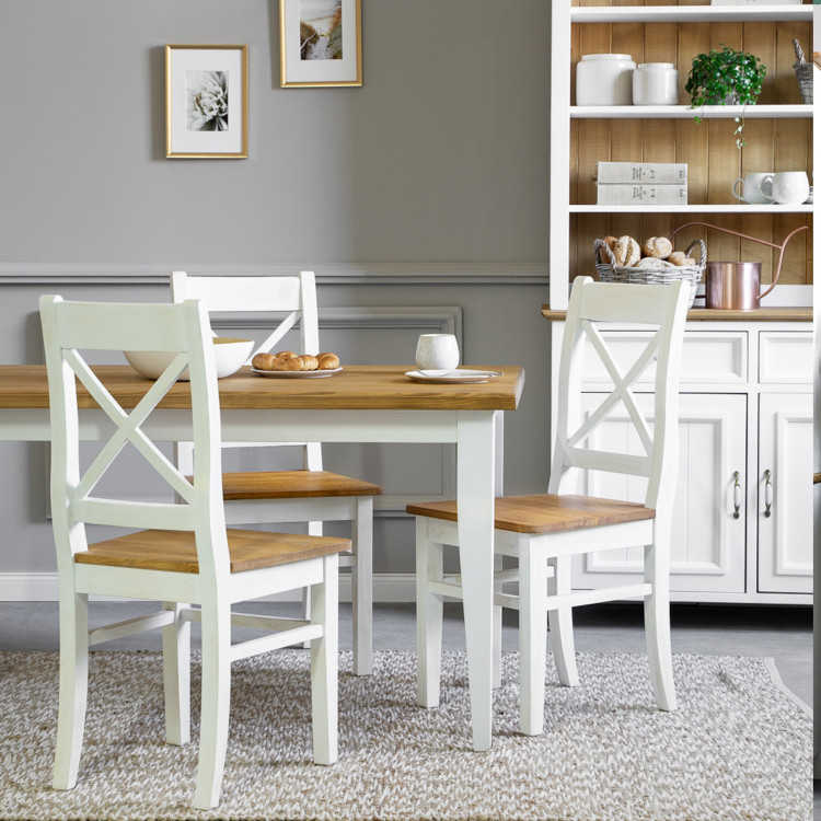 Provence fából készült étkezőszék fehér barna, Lille  - 4