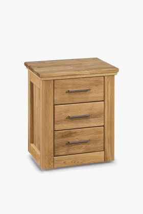 Tömör tölgyfa 3 fiókos komód soft close záródással, természetes