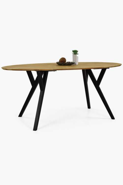Ovális tölgyfa asztal, fekete lábak Mak 180 x 90 cm  - 0