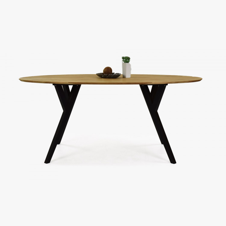 Ovális tölgyfa asztal, fekete lábak Mak 180 x 90 cm  - 3