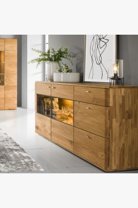 Hosszú tölgyfa komód üveggel, texas 48  - 1 2