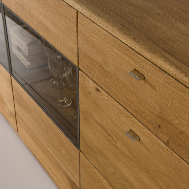 Hosszú tölgyfa komód üveggel, texas 48  - 3