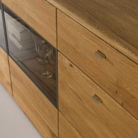 Hosszú tölgyfa komód üveggel, texas 48  - 3