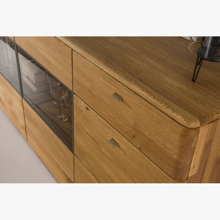 Hosszú tölgyfa komód üveggel, texas 48  - 4