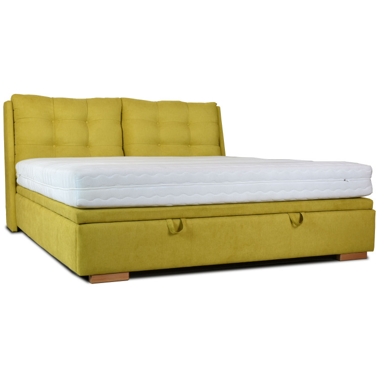Kárpitozott ágy 180 x 200 rakodótérrel sárga, Novi  - 6