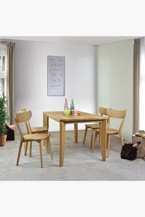 Étkezőszett asztal 140 x 80 és székek tömör tölgy  - 0