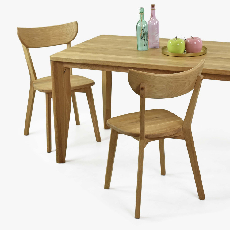 Étkezőszett asztal 140 x 80 és székek tömör tölgy  - 2