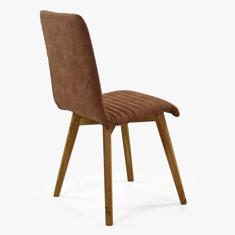 Tölgyfa szék Arosa , barna bőrhatású szövet  - 1