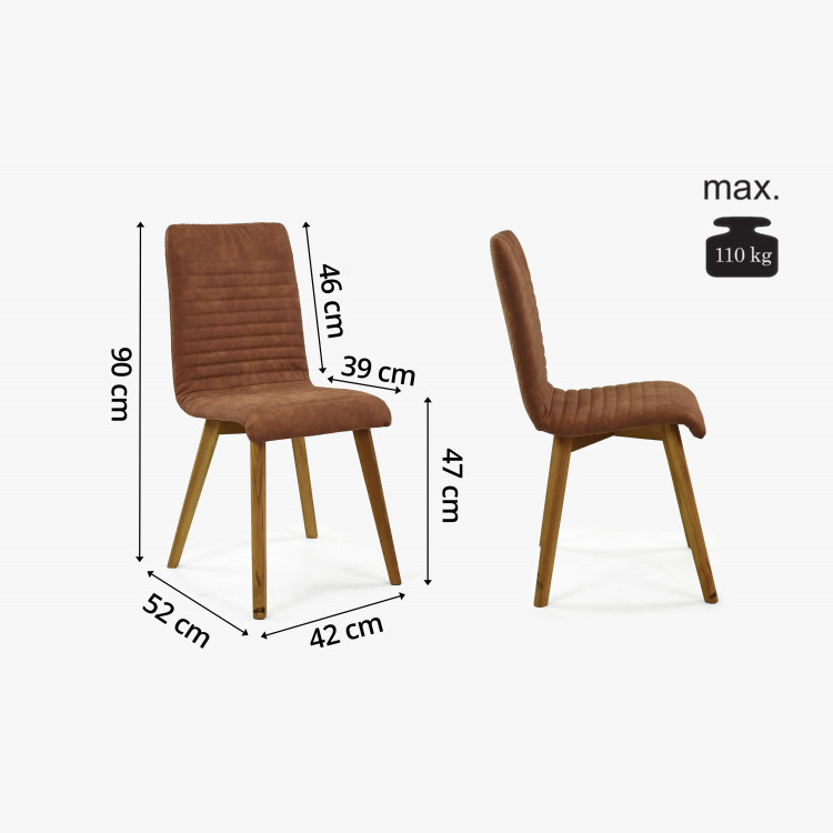 Tölgyfa szék Arosa , barna bőrhatású szövet  - 5