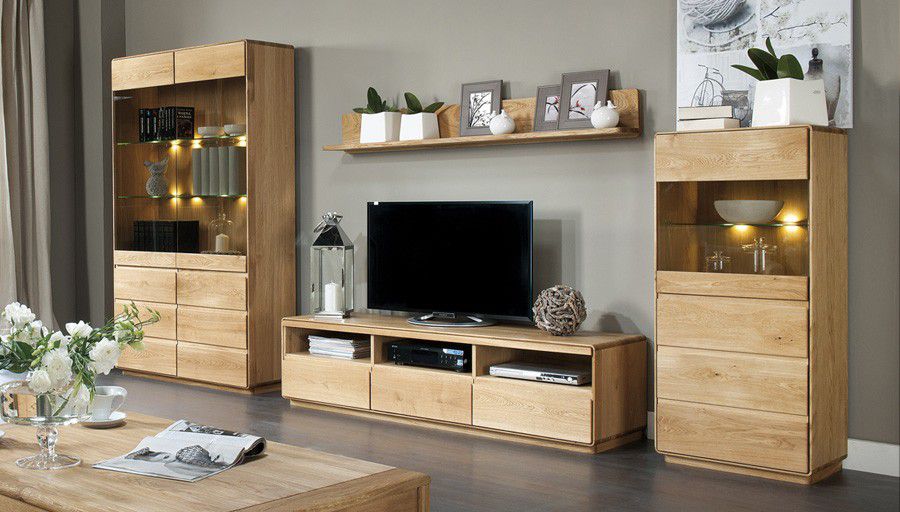 Modern nappali tölgyfa szekrénysor